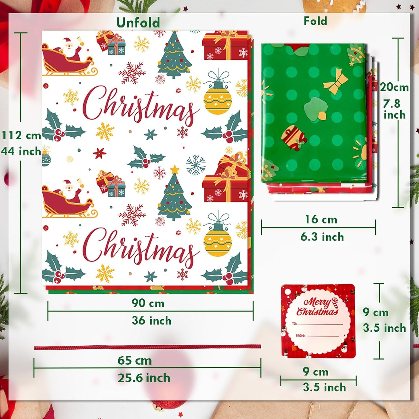 Jumbo Extra Large Christmas Bags with Name Tag Card and String (3 PCS)