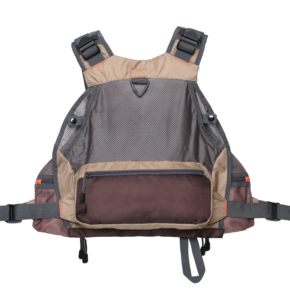 Fly Fishing Vest Adjustable Size Multiple Pockets Bass Fishing Mesh Backpack for Men and Women