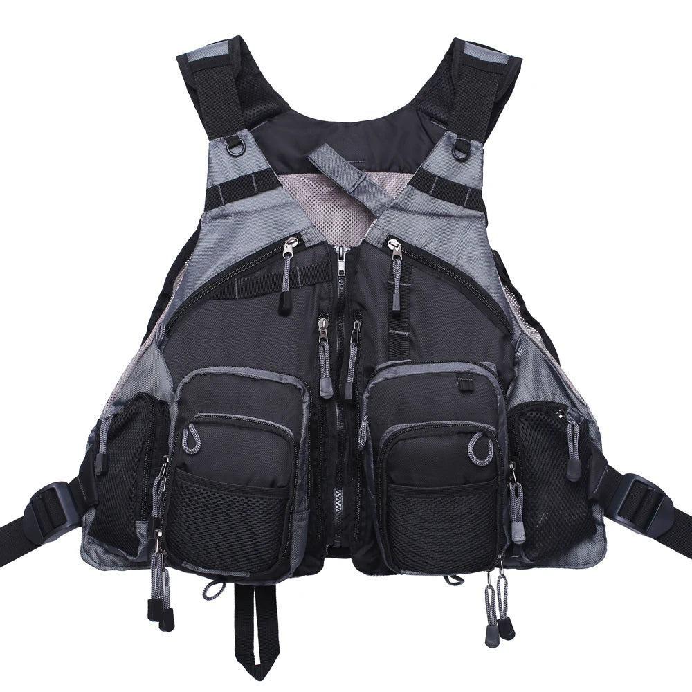 Fly Fishing Vest Adjustable Size Multiple Pockets Bass Fishing Mesh Backpack for Men and Women