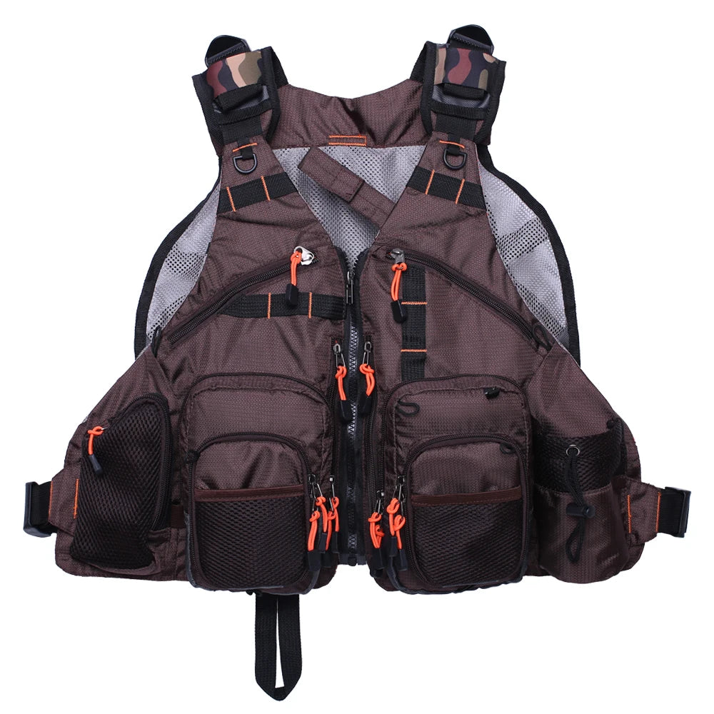Fly Fishing Vest Adjustable Size Multiple Pockets Bass Fishing Mesh Backpack for Men and Women