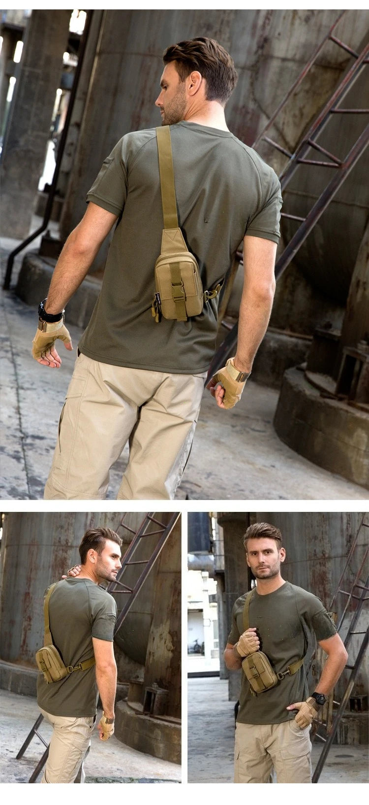 Tactical Chest Bag Military Trekking Pack EDC Sports Bag Shoulder Bag Crossbody Pack Assault Pouch for Hiking Cycling Campinga