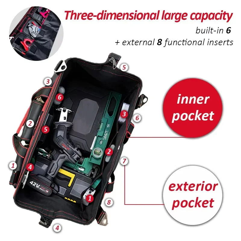 Oxford Cloth Multifunction Storage Tool Bag Waterproof Storage Bags  Suitable for Electricians Carpenters Car Mechanics