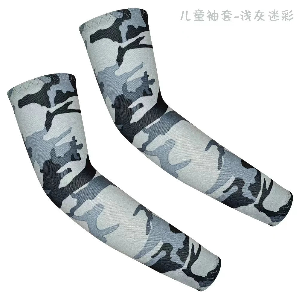 1Pair Kids Arm Sleeves Sun Protection Cooling UV Protection Sleeves Anti-Slip Ice Silk Arm Covers for Boys and Girls