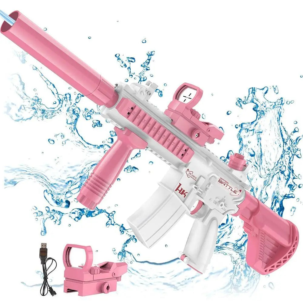 Unilabo M416 Electric Water Gun - Battery Powered With External Water Bottle Attachment - Perfect For Kids & Adults Outdoor Fun