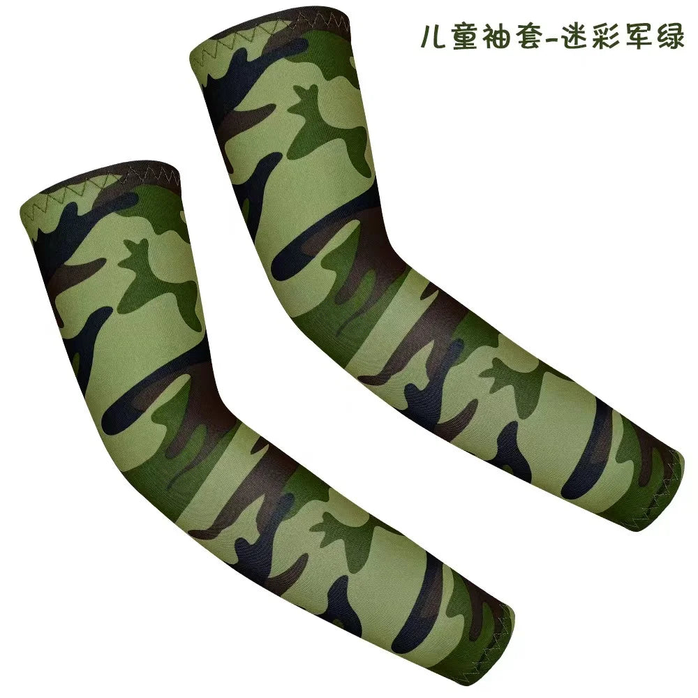 1Pair Kids Arm Sleeves Sun Protection Cooling UV Protection Sleeves Anti-Slip Ice Silk Arm Covers for Boys and Girls