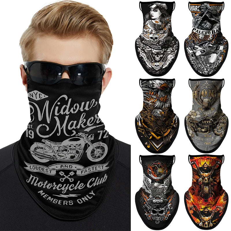 Motorcycle Mask Breathable Ice Silk Multifunctional Ear Hanging Mask Mountaineering Skiing Neck Protection Triangle Scarf Summer