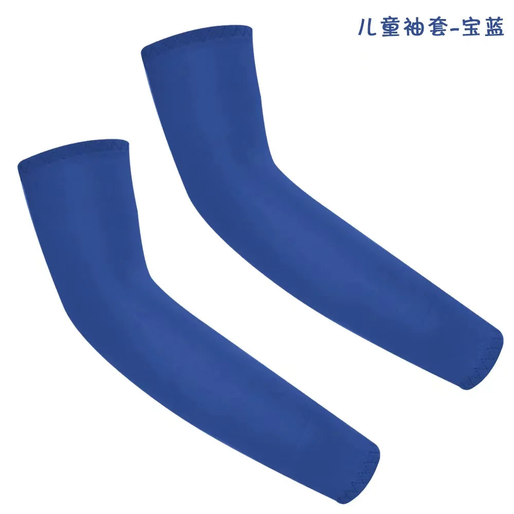 1Pair Kids Arm Sleeves Sun Protection Cooling UV Protection Sleeves Anti-Slip Ice Silk Arm Covers for Boys and Girls