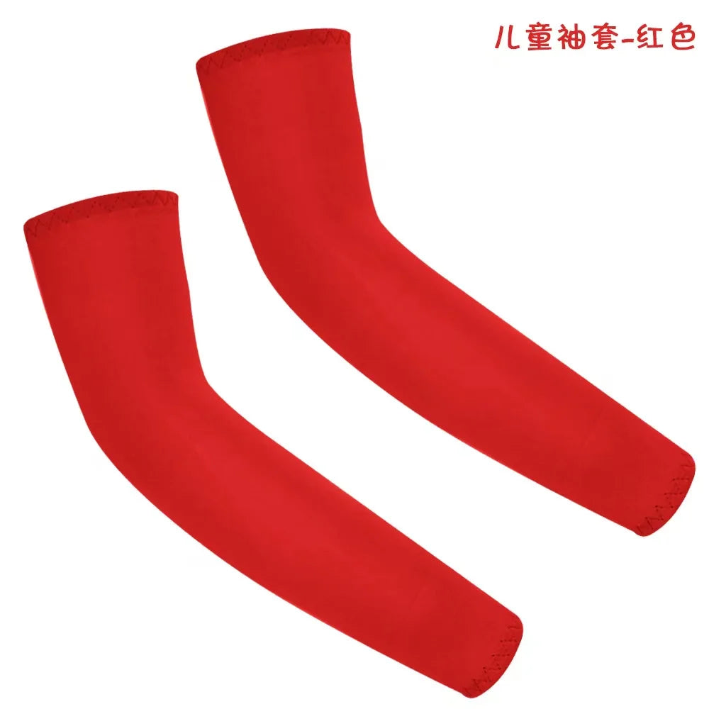 1Pair Kids Arm Sleeves Sun Protection Cooling UV Protection Sleeves Anti-Slip Ice Silk Arm Covers for Boys and Girls