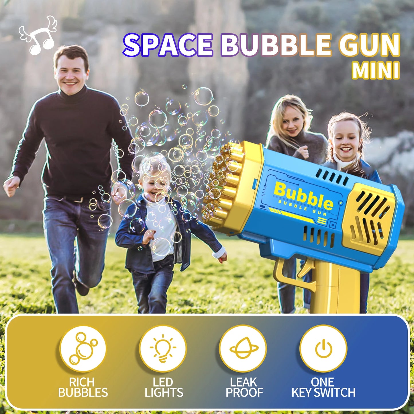 40 Hole Bubble Gun Outdoor Wedding Atmosphere Unisex Birthday Gift (Excluding Bubble Liquid and Battery)