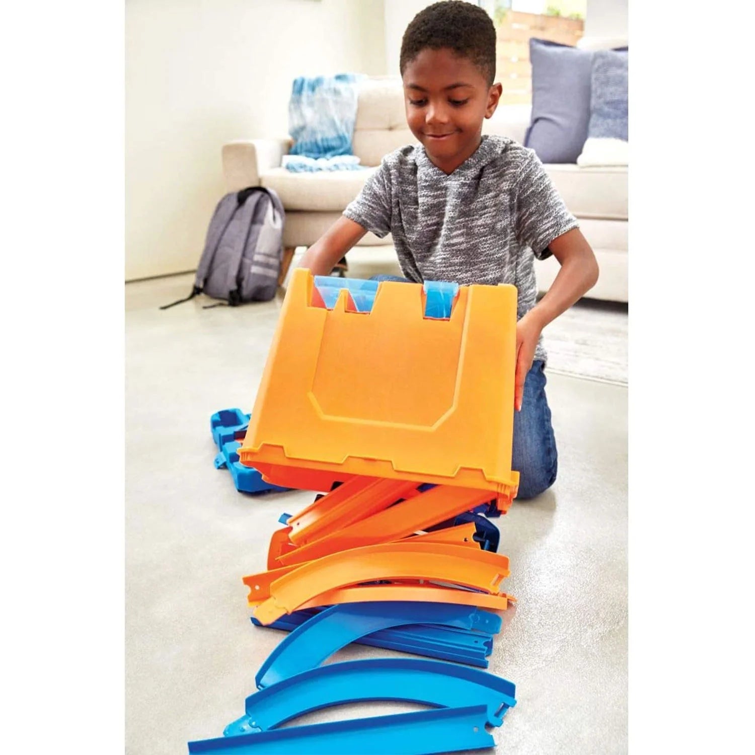 Toy Car Track Builder Deluxe Stunt Box with 15 Feet of Track