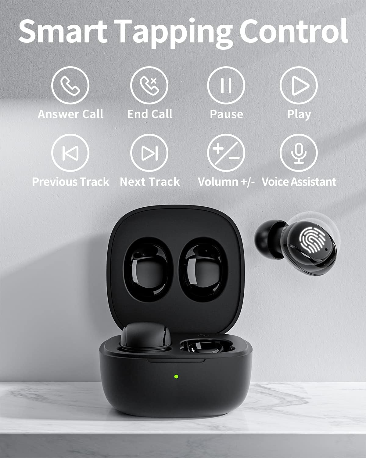 Wireless Earbuds Bluetooth 5.0 Earbuds for Ios Android Mini Earbuds Comfortable True Wireless Earbuds with Microphone Wireless in Ear Earphones Sweatproof 18Hrs Playtime Wireless Headphone Black