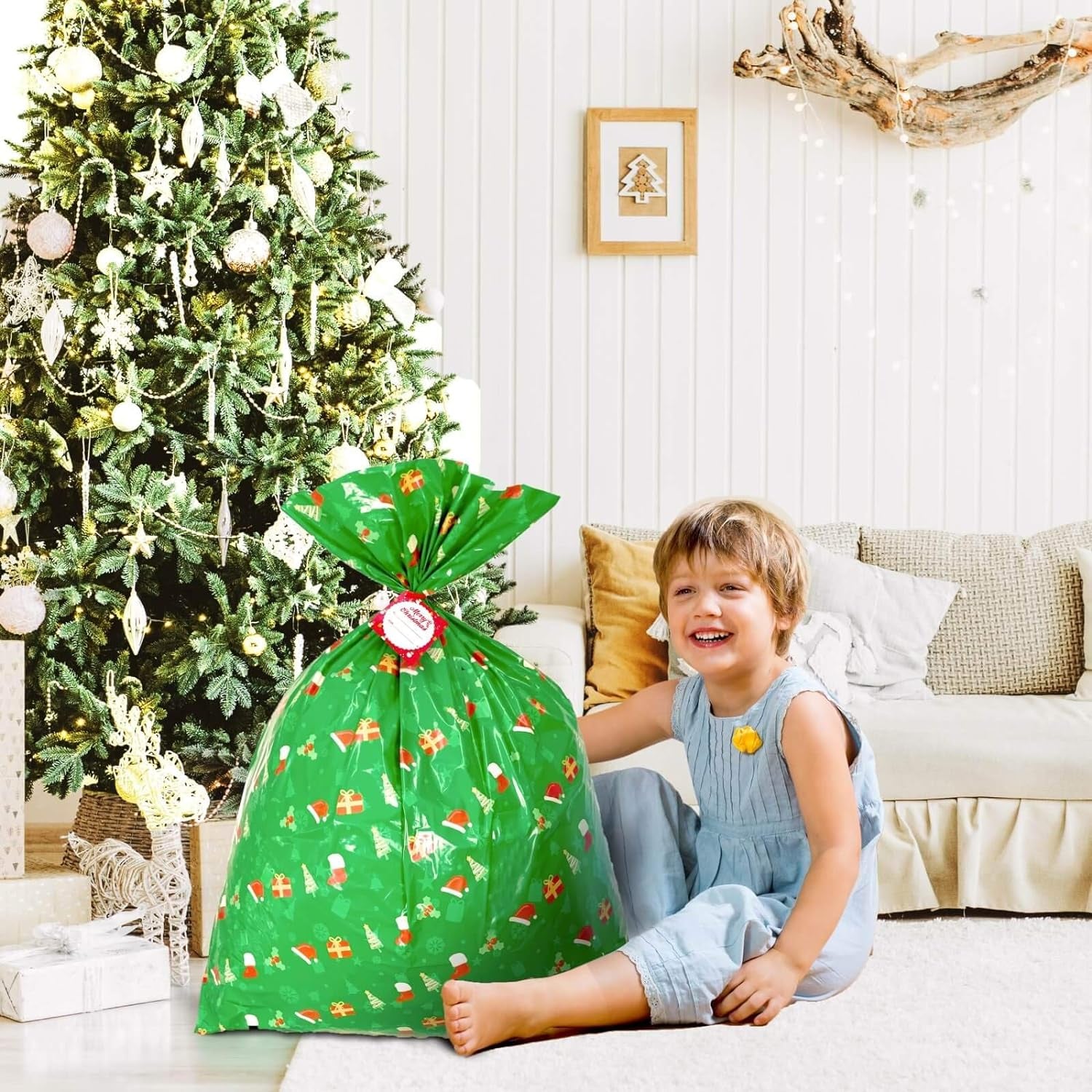 Jumbo Extra Large Christmas Bags with Name Tag Card and String (3 PCS)