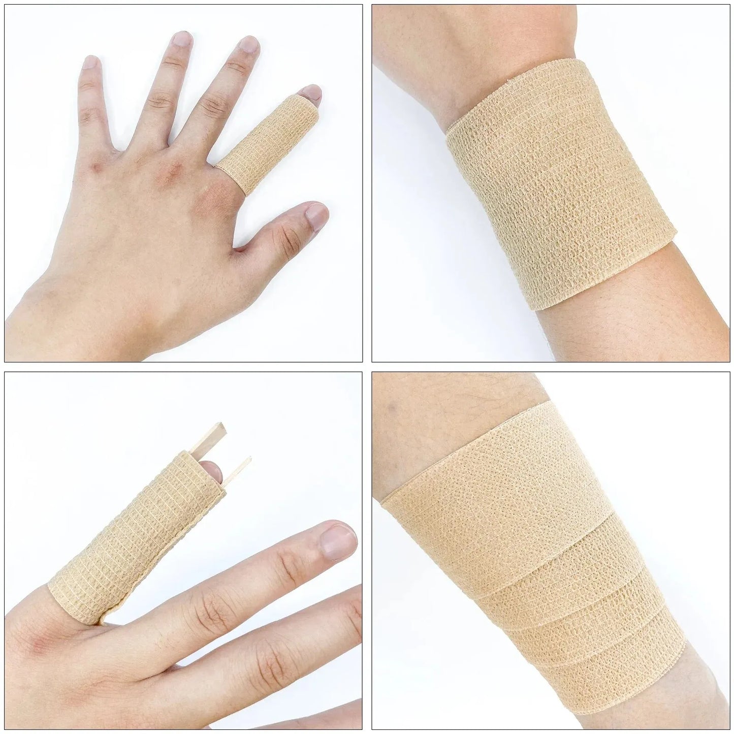 1Roll 2.5/5/7.5/10Cm*4.8M Non Woven Elastic Self Adhesive Bandage Cohesive Bandage for Sports Fixing Finger Wrist Leg