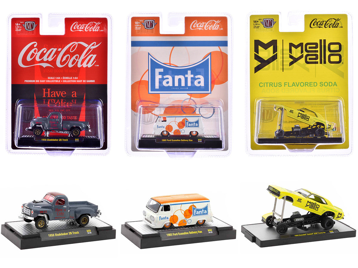 "Sodas" Set of 3 pieces Release 44 Limited Edition to 8250 pieces Worldwide 1/64 Diecast Model Cars by M2 Machines-3