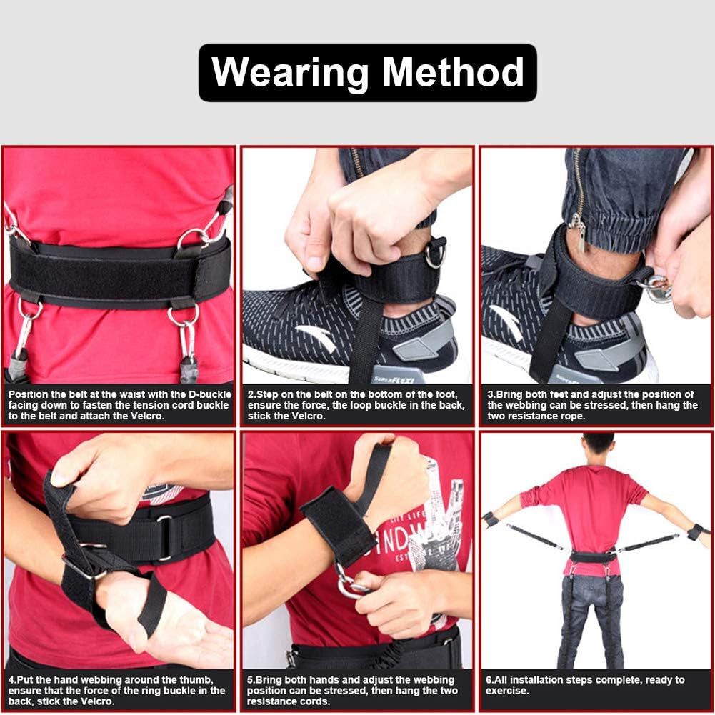 Boxing Training Resistance Band Set Leg Strength and Agility Training Strap System for Boxing,Mma,Muay Thai,Karate Combat, Basketball,Football Build Speed and Strength for Hitting