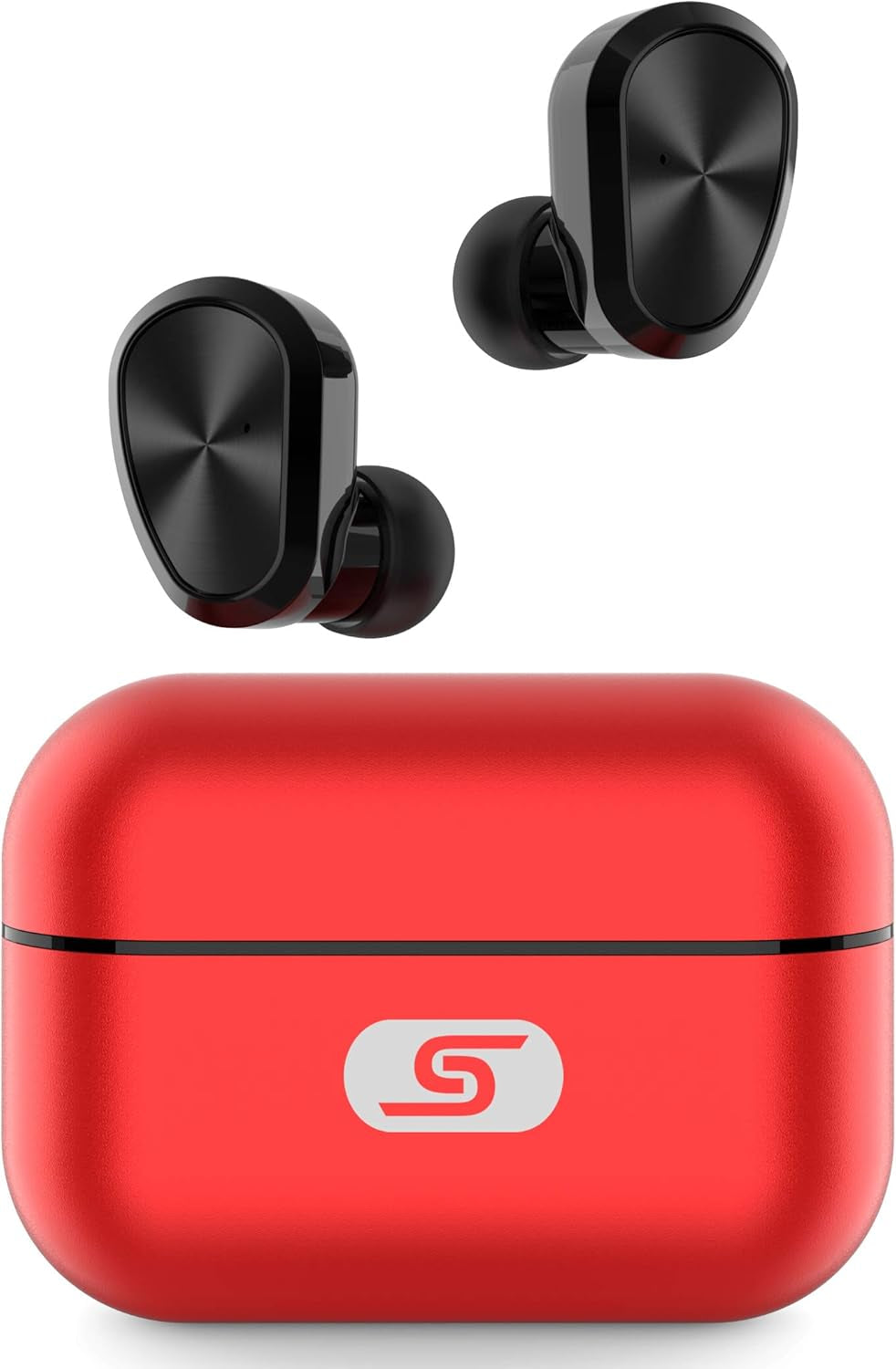 TWS Bluetooth 5.0 Wireless Earbuds  W5S True Wireless Headphones for Iphone/Samsung IPX7 Waterproof Wireless Earphones with USB C Metal Charging Case for Home Office,Work(Red)