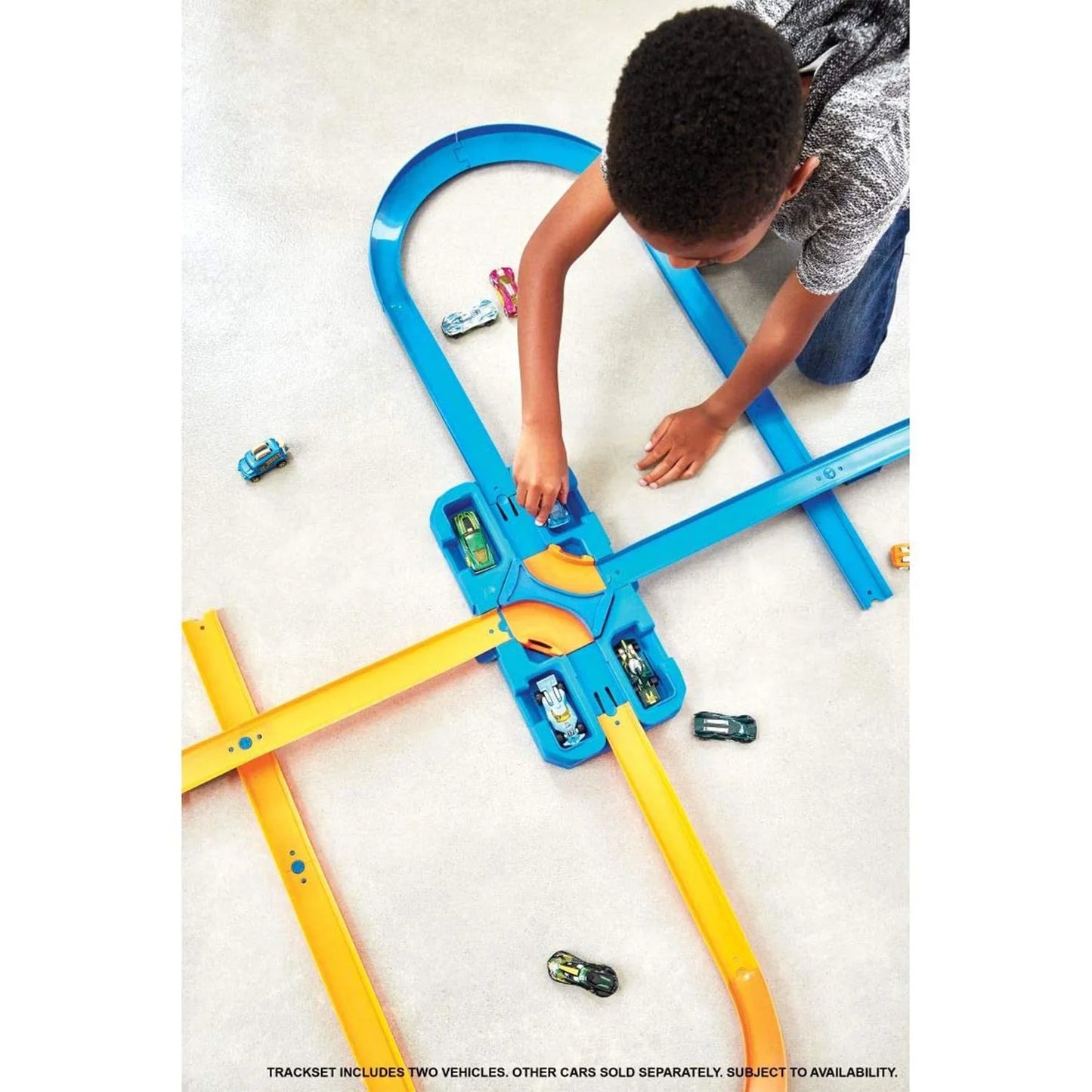 Toy Car Track Builder Deluxe Stunt Box with 15 Feet of Track