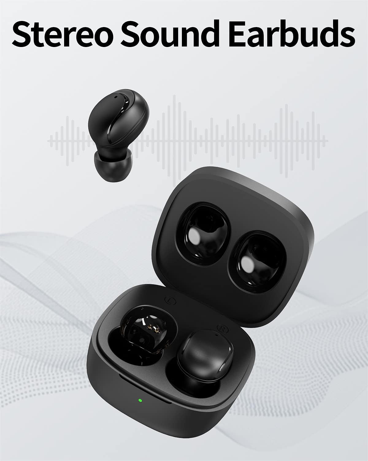 Wireless Earbuds Bluetooth 5.0 Earbuds for Ios Android Mini Earbuds Comfortable True Wireless Earbuds with Microphone Wireless in Ear Earphones Sweatproof 18Hrs Playtime Wireless Headphone Black