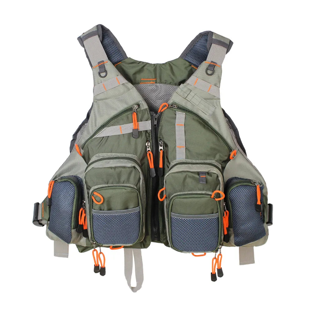 Fly Fishing Vest Adjustable Size Multiple Pockets Bass Fishing Mesh Backpack for Men and Women