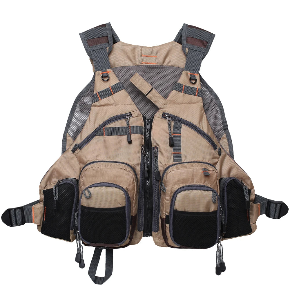 Fly Fishing Vest Adjustable Size Multiple Pockets Bass Fishing Mesh Backpack for Men and Women