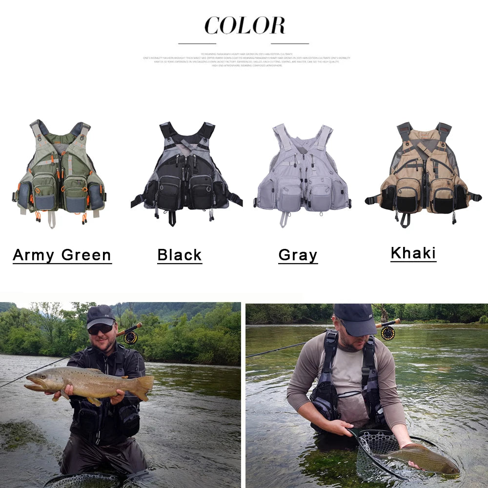 Fly Fishing Vest Adjustable Size Multiple Pockets Bass Fishing Mesh Backpack for Men and Women