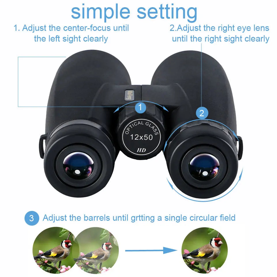 Maifeng 12x50 Jumelles Telescopio Binoculars High Power Telescope High Magnification Hunting Tools Bak4 Prismaticos Binoculares