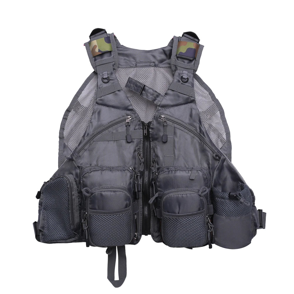 Fly Fishing Vest Adjustable Size Multiple Pockets Bass Fishing Mesh Backpack for Men and Women