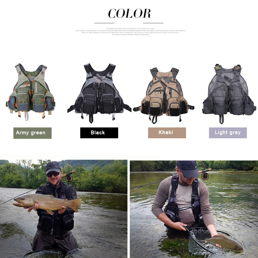 Fly Fishing Vest Adjustable Size Multiple Pockets Bass Fishing Mesh Backpack for Men and Women