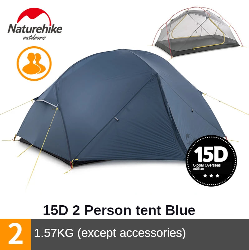 Naturehike-Mongar 2 Camping Tent, Double Layers, Waterproof, Ultralight Dome Tent, 2 Person