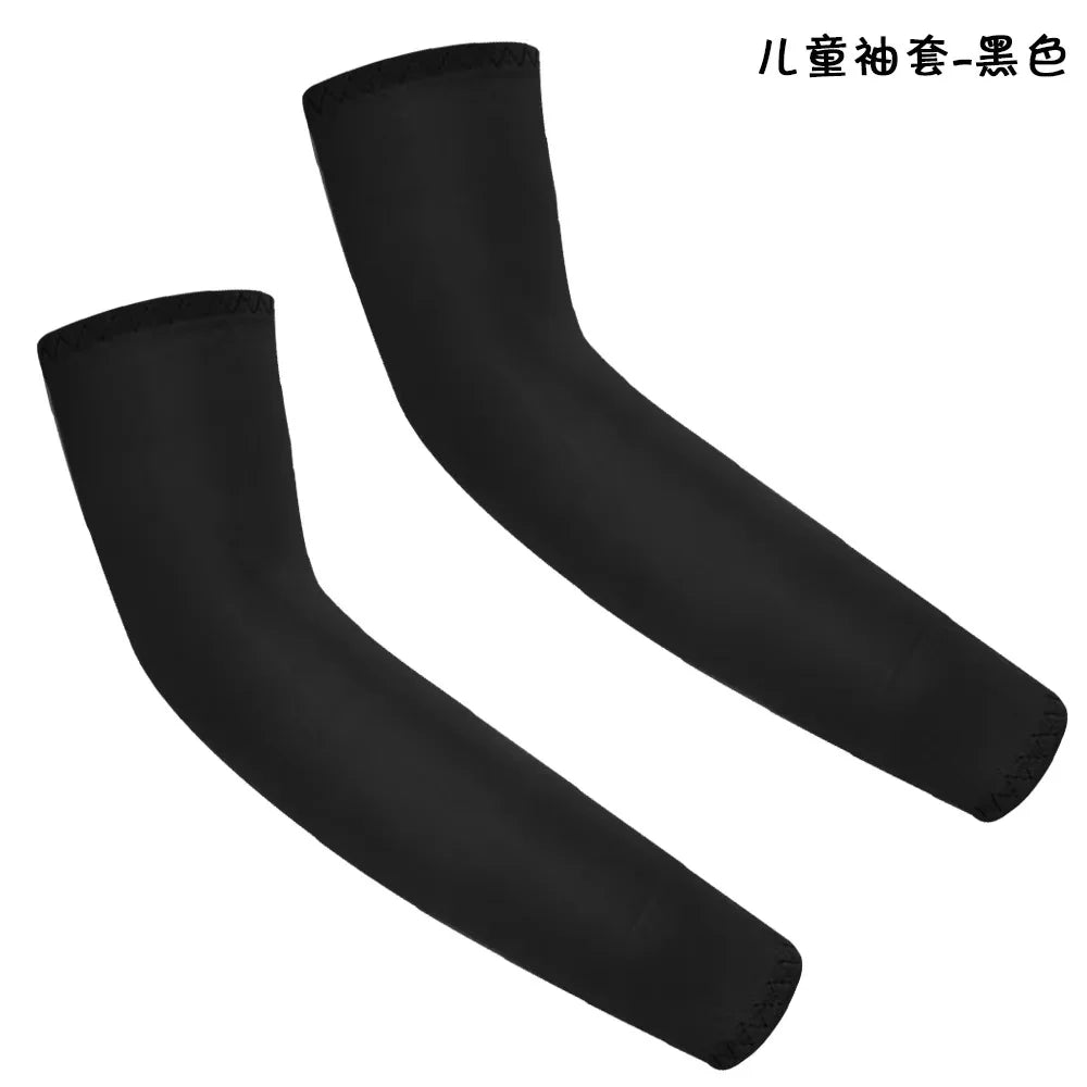1Pair Kids Arm Sleeves Sun Protection Cooling UV Protection Sleeves Anti-Slip Ice Silk Arm Covers for Boys and Girls
