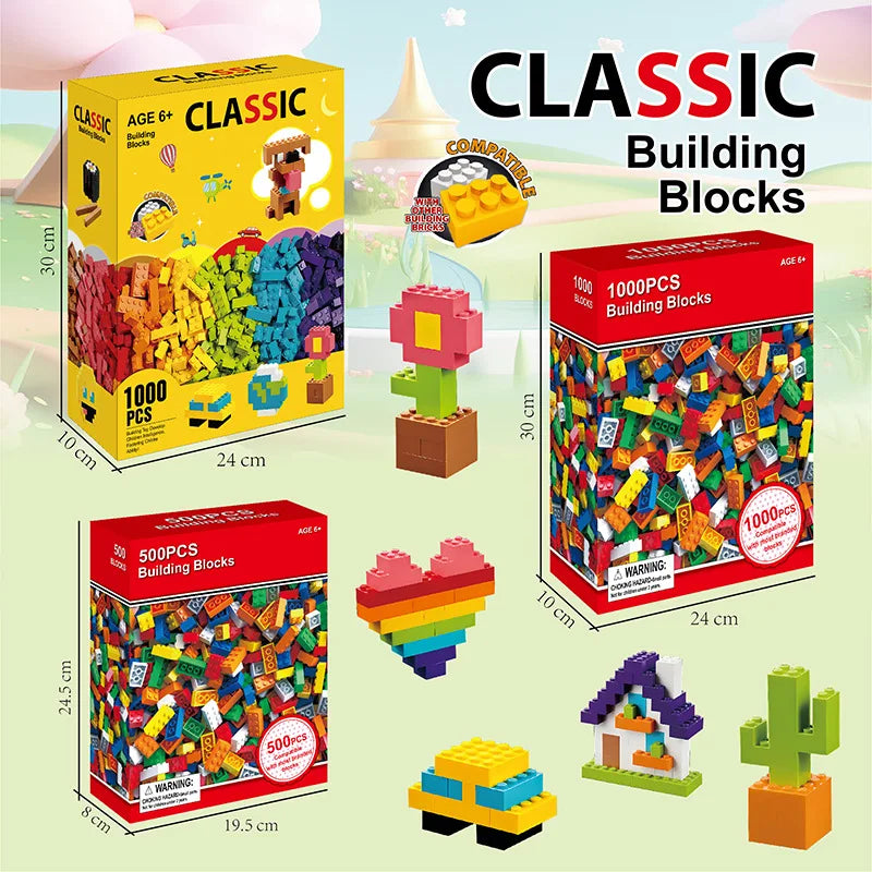 1000 DIY creative building blocks bulk set Urban Classic building blocks Assembled birthday gift children's educational toys