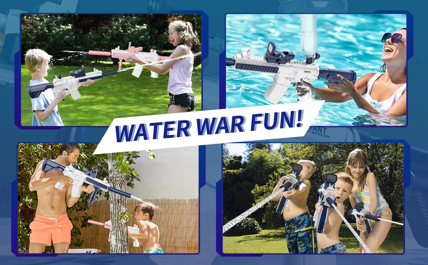 Unilabo M416 Electric Water Gun - Battery Powered With External Water Bottle Attachment - Perfect For Kids & Adults Outdoor Fun