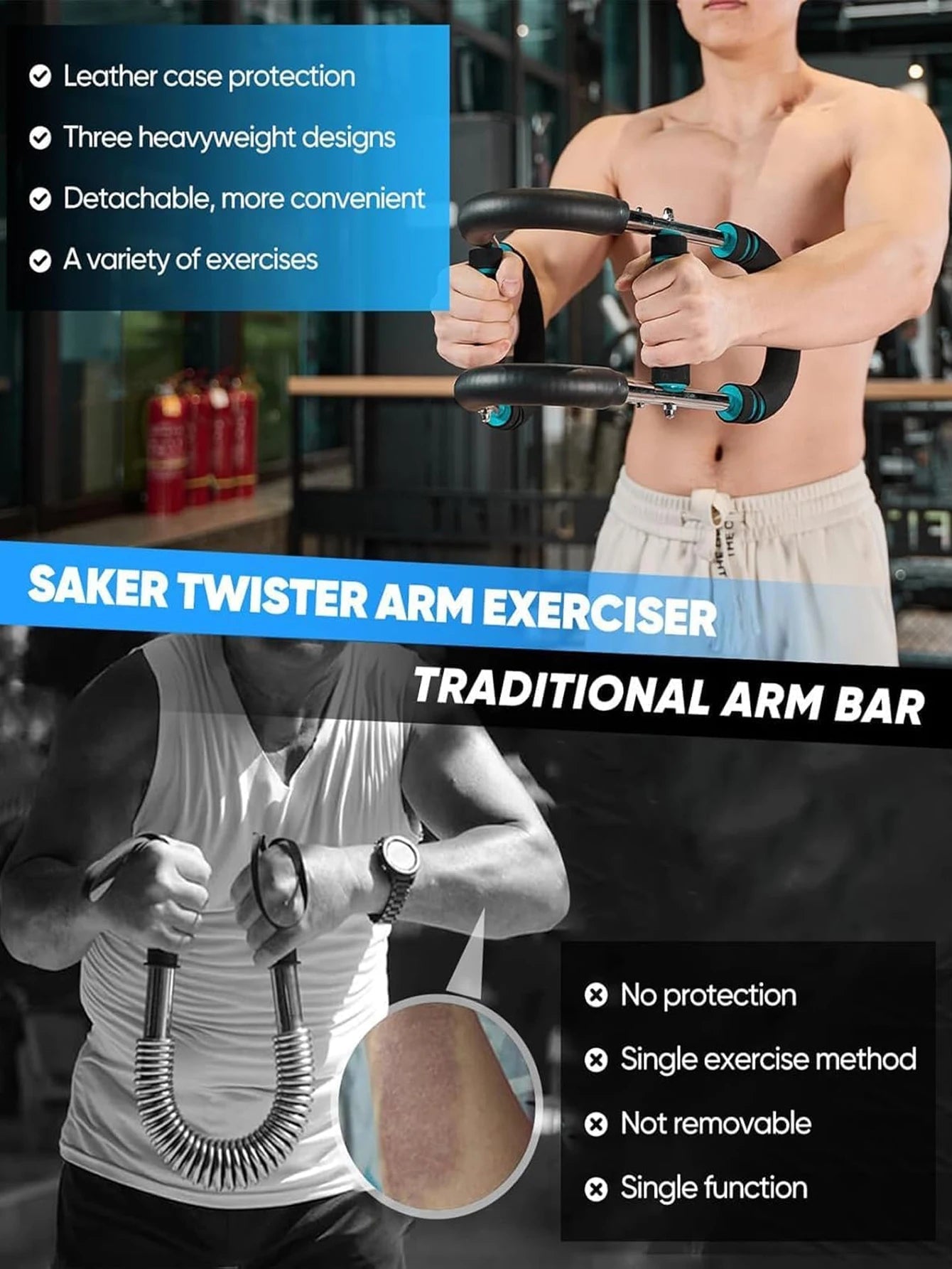 Adjustable Arm Trainer 3 Levels Detachable Chest Training Twister Home Workout Equipment Upper Body Strength Training