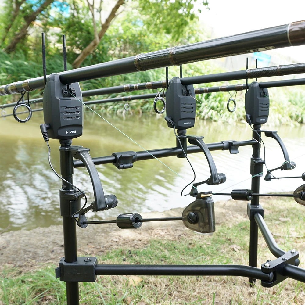 Hirisi 1+4 Carp Fishing Alarm Set Sounds and LED Alarming Wireless Fishing Bite Indicator Electronic with Snag Ear Bar B1228