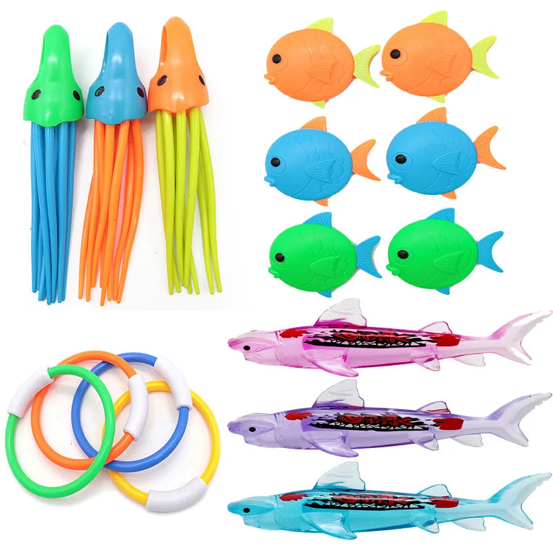 Swimming Diving Toys Children's Fish Dolphin Buoy Pool Treasure Hunt Diving Water Diamond Kids Water Game Toys Set Reusable Gift