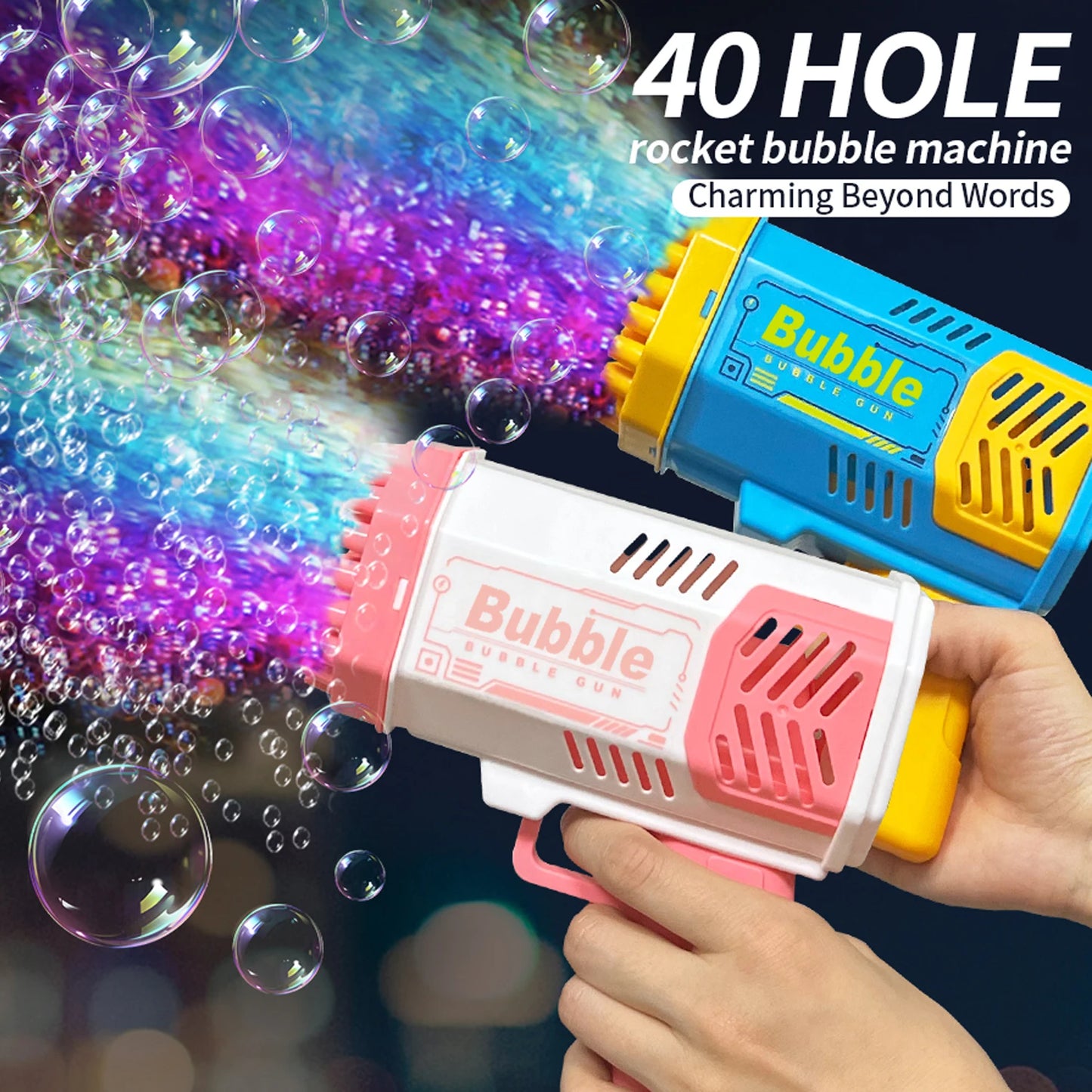40 Hole Bubble Gun Outdoor Wedding Atmosphere Unisex Birthday Gift (Excluding Bubble Liquid and Battery)