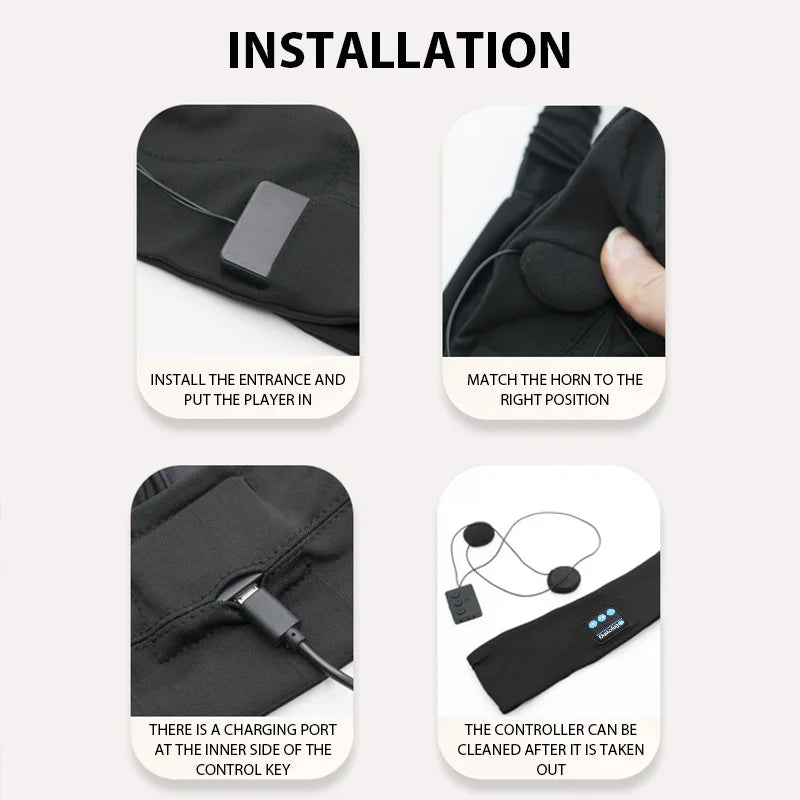 Fone Bluetooth Earphones Sports Sleeping Headband Elastic Wireless Headphones Music Eye Mask Wireless Bluetooth Headset Headband