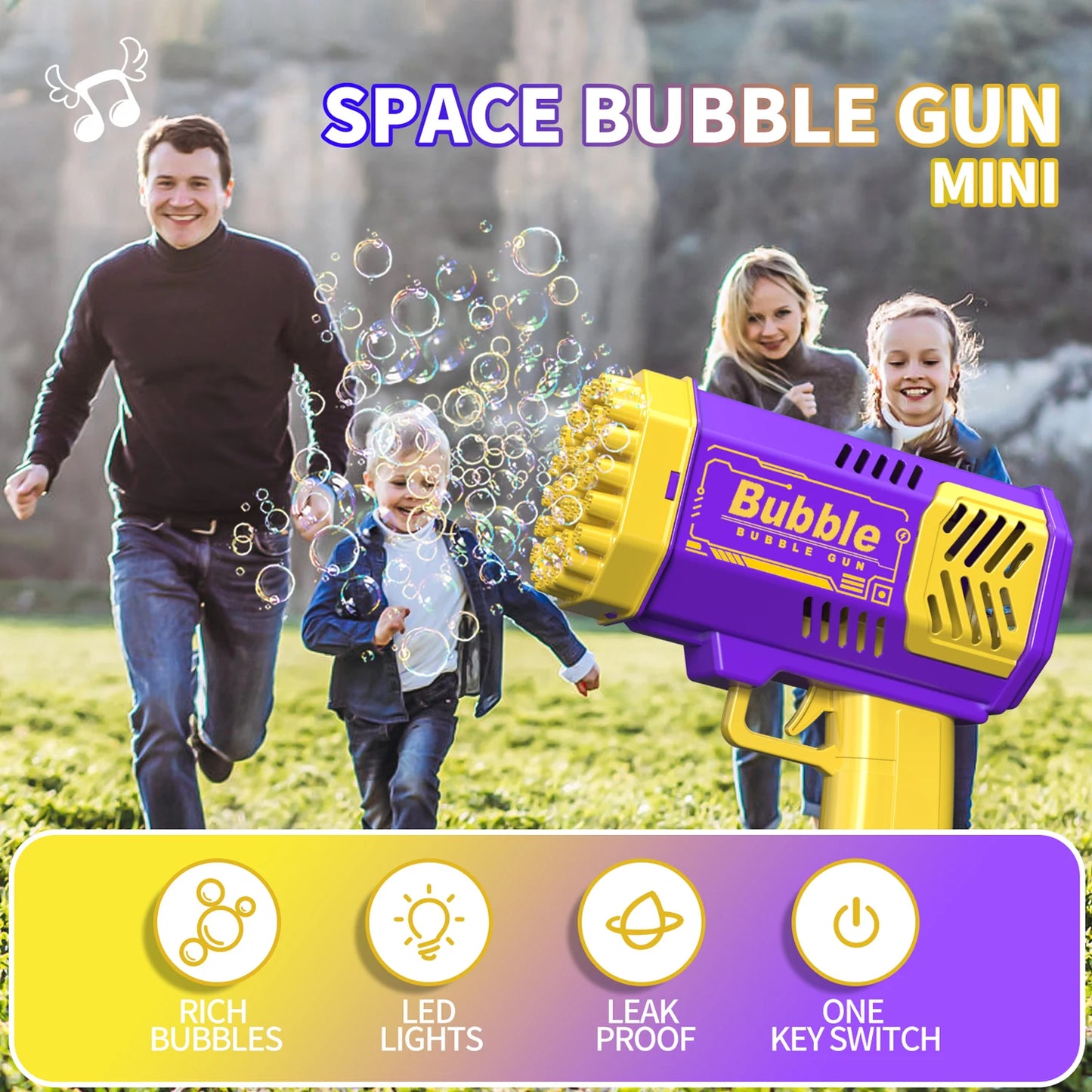 40 Hole Bubble Gun Outdoor Wedding Atmosphere Unisex Birthday Gift (Excluding Bubble Liquid and Battery)