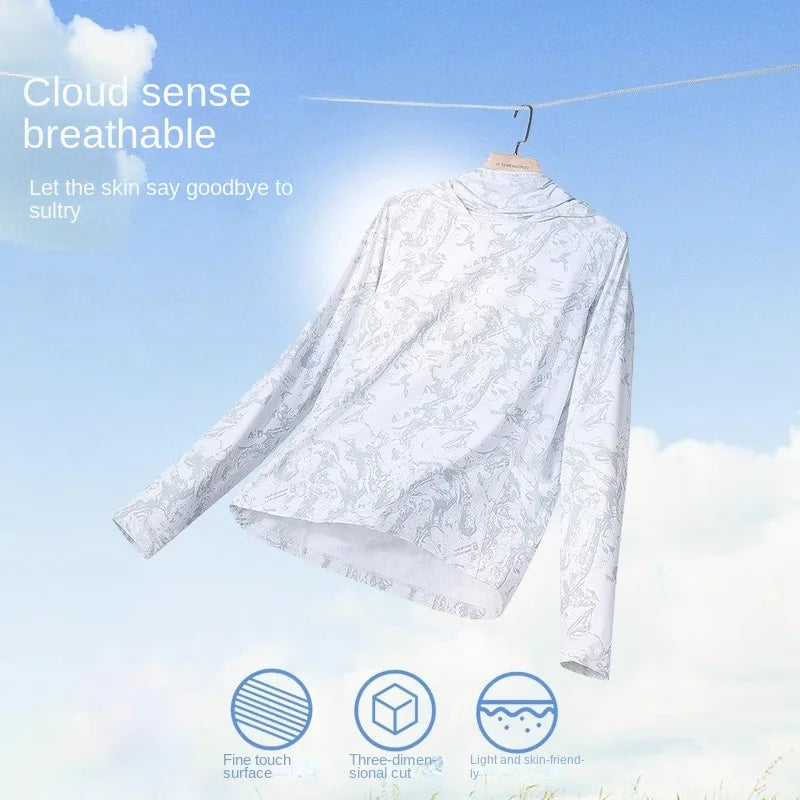 Camouflage Fishing Shirts Sun Protection Clothing Ultra-thin Ice Silk Summer Outdoor Lure UV Protection Breathable Men Shirt