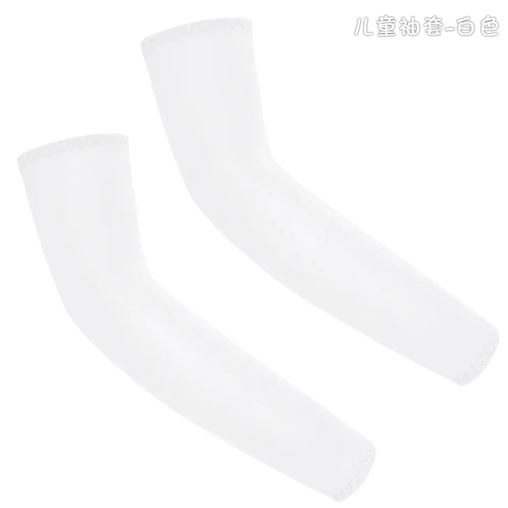 1Pair Kids Arm Sleeves Sun Protection Cooling UV Protection Sleeves Anti-Slip Ice Silk Arm Covers for Boys and Girls