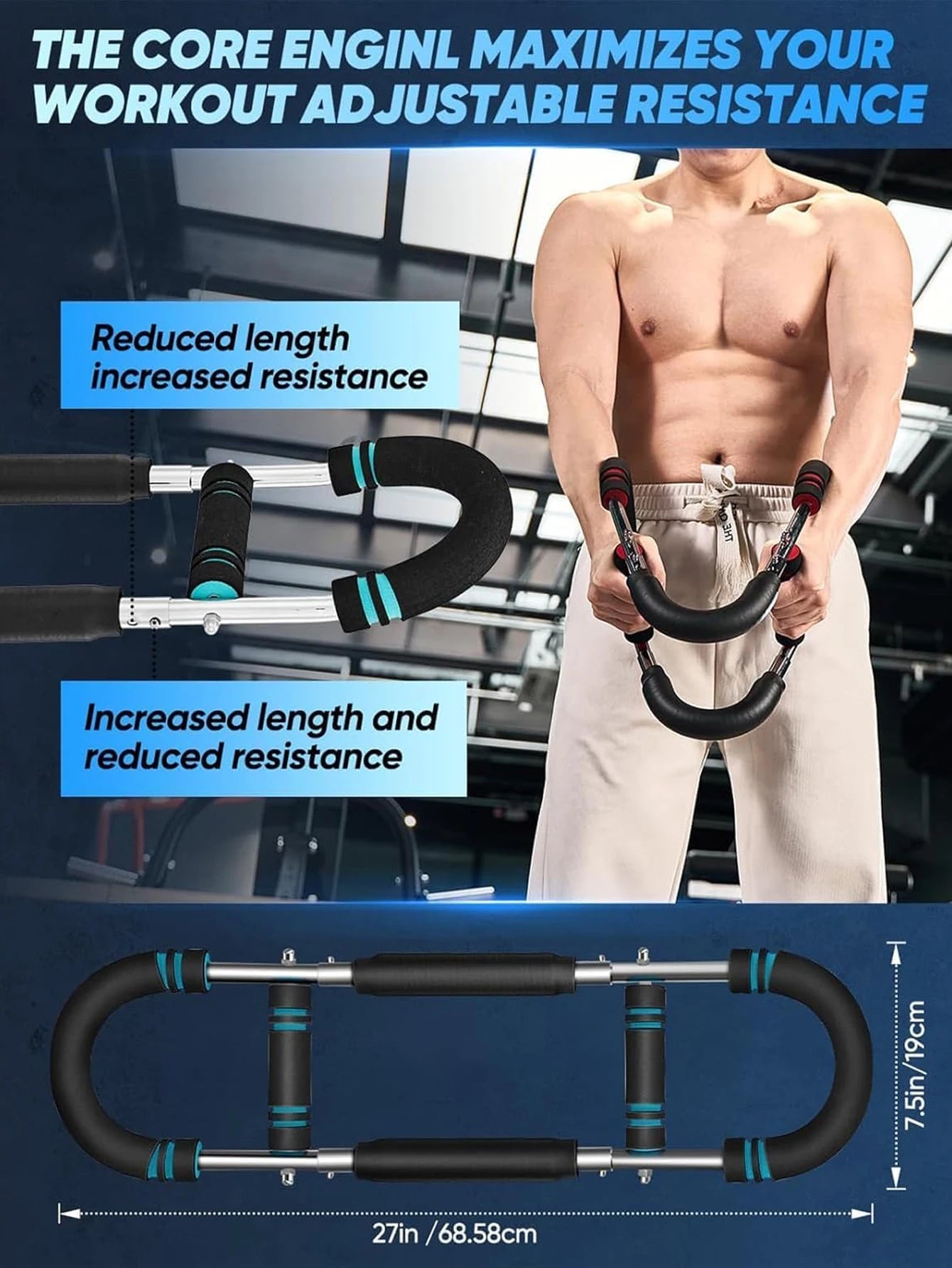 Adjustable Arm Trainer 3 Levels Detachable Chest Training Twister Home Workout Equipment Upper Body Strength Training