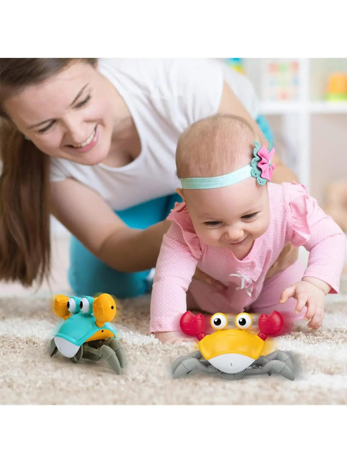 Crawling crab toy with music, electronic crawling toy that automatically avoids obstacles when encountering them