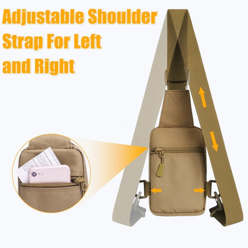 Tactical Chest Bag Military Trekking Pack EDC Sports Bag Shoulder Bag Crossbody Pack Assault Pouch for Hiking Cycling Campinga