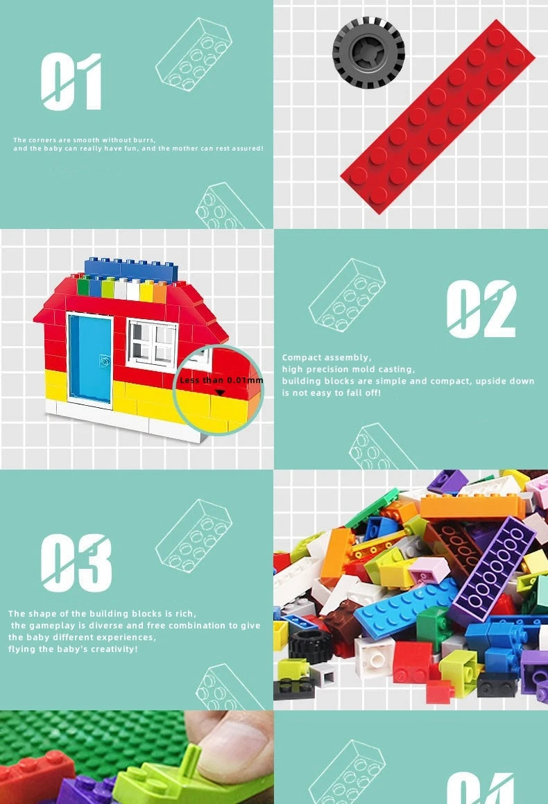 1000 DIY creative building blocks bulk set Urban Classic building blocks Assembled birthday gift children's educational toys