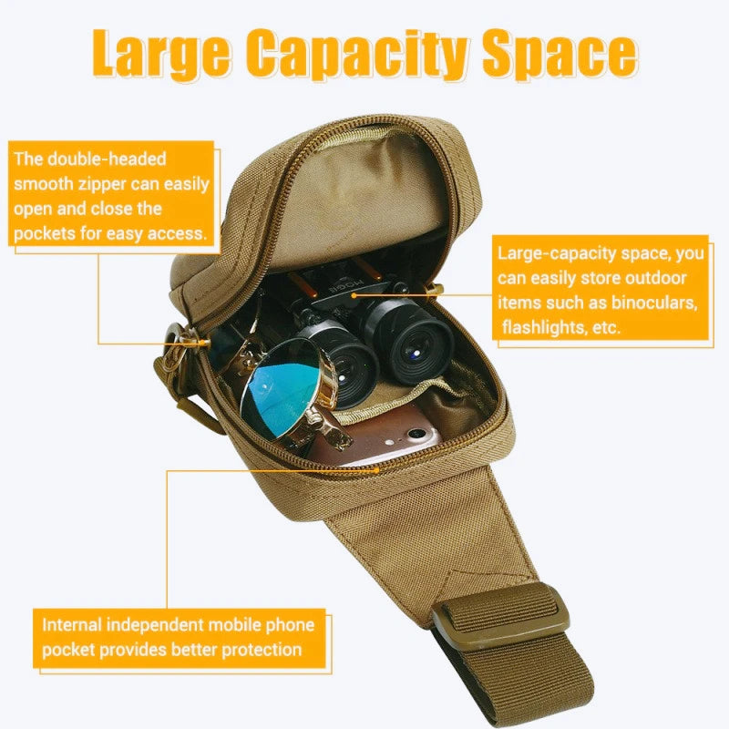 Tactical Chest Bag Military Trekking Pack EDC Sports Bag Shoulder Bag Crossbody Pack Assault Pouch for Hiking Cycling Campinga