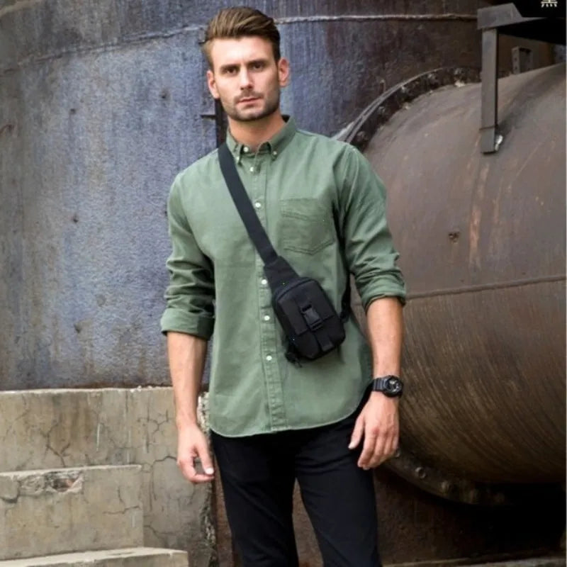 Tactical Chest Bag Military Trekking Pack EDC Sports Bag Shoulder Bag Crossbody Pack Assault Pouch for Hiking Cycling Campinga