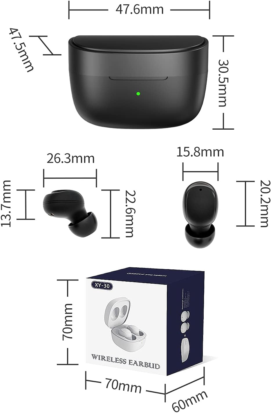 Wireless Earbuds Bluetooth 5.0 Earbuds for Ios Android Mini Earbuds Comfortable True Wireless Earbuds with Microphone Wireless in Ear Earphones Sweatproof 18Hrs Playtime Wireless Headphone Black